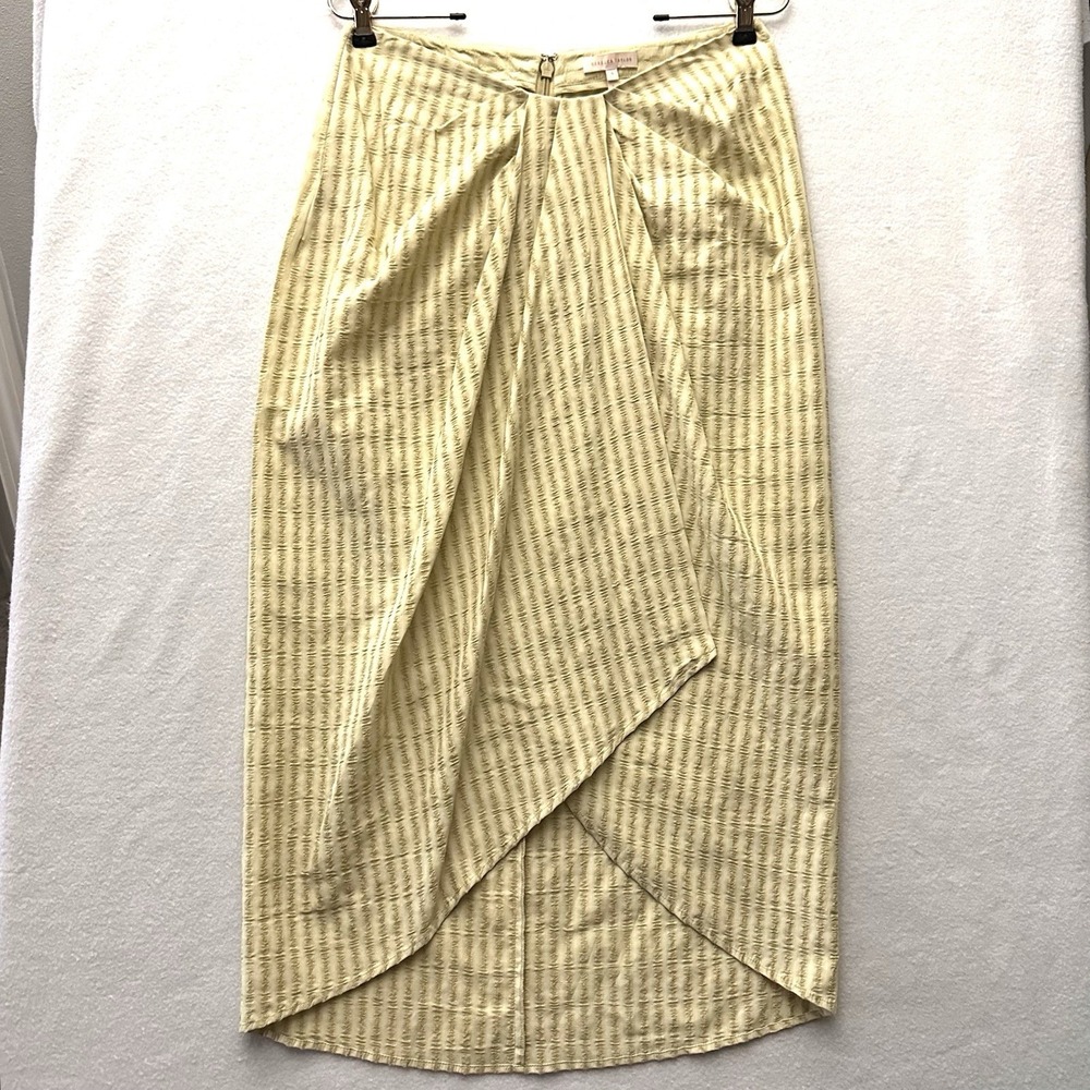 Rebecca‎ Taylor Sz 6 Faux Wrap Lightweight Skirt Dark And Light Green